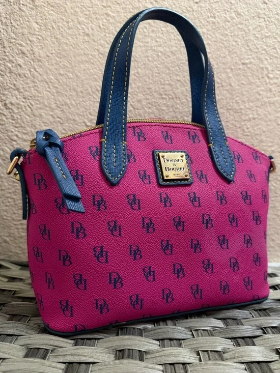 Dooney & Bourke Gretta Mini Top Handle Satchel - Pink Blue Crossbody DB Monogram - Picture 9 of 14